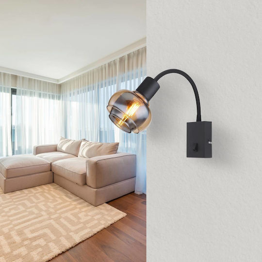 Globo Lighting Leuchte Wand mit Fassung E14 und Schalter Schwarz 10.5x46.5cm