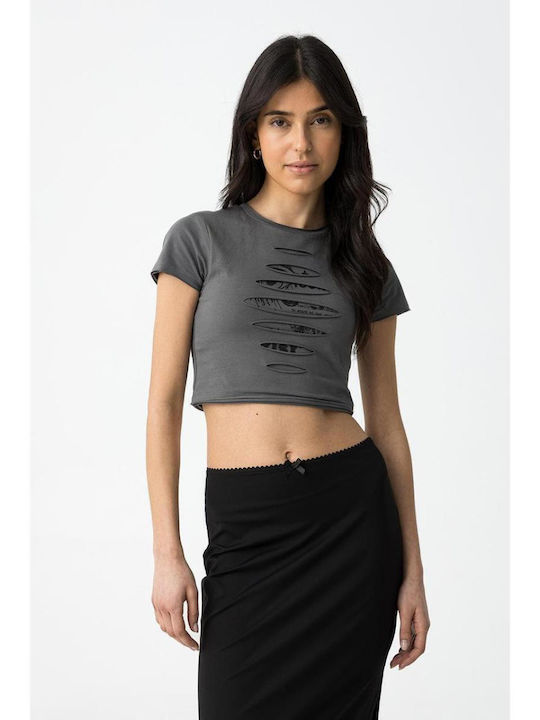 Kinder-Crop-Top Kurzarm Grey