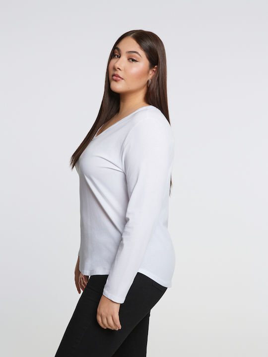 Basic Women's Blouse Cotton Long Sleeve White