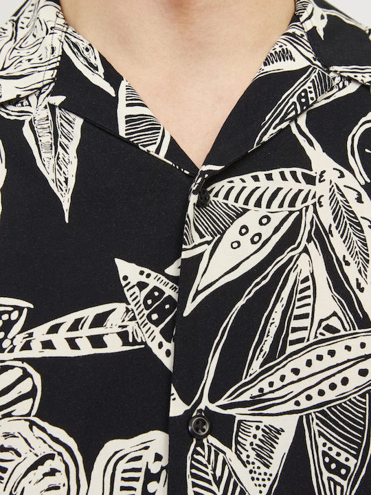 Short-sleeved Shirt in Wide Line Black