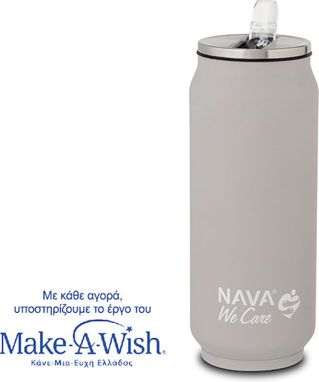 Nava "we Care" Pahar Termos Oțel inoxidabil / Plastic 500ml Gray cu Pai