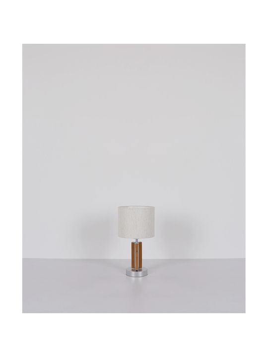 Globo Lighting Wood Table Lamp with White Shade and Brown Base