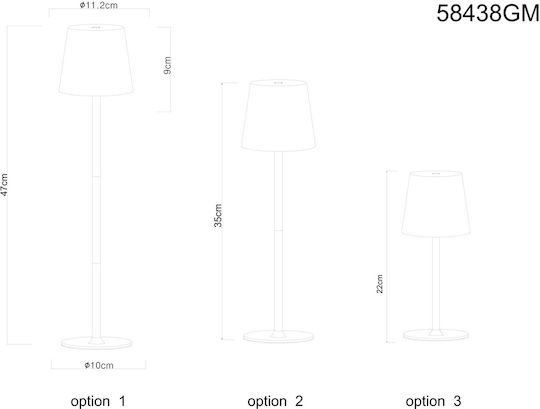 Globo Lighting Μεταλλικό Πορτατίφ LED με Γκρι Καπέλο και Βάση