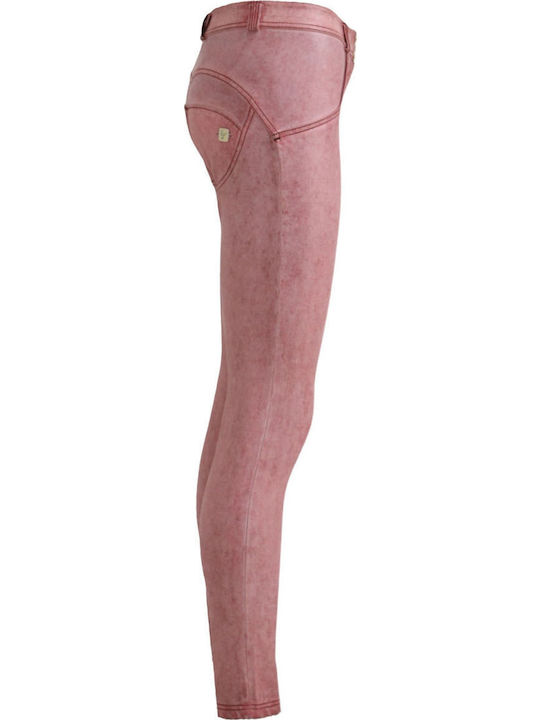 Lungo Damen Stoff Hose Push-up in Enger Passform Rosa