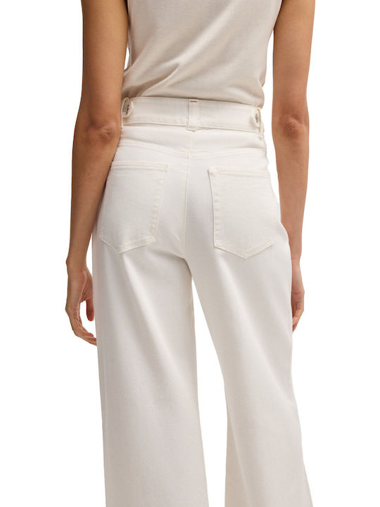 Women's Fabric Trousers in Wide Leg Style White