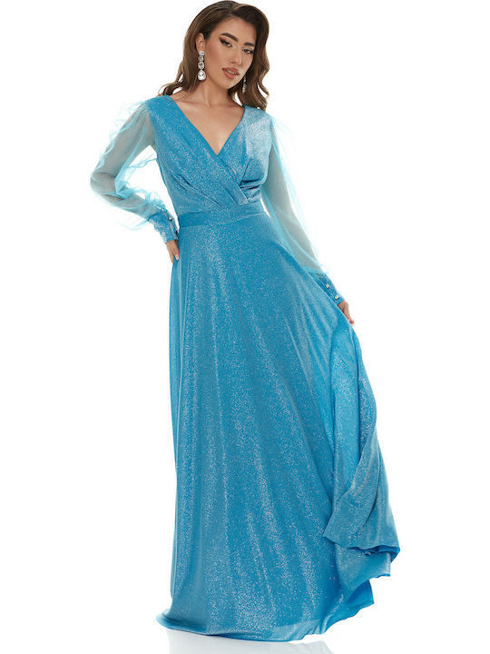 Maxi Dress for Wedding Christening with Tulle Light Blue