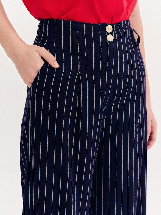 Dama Tesatura Pantaloni Cu dungi Albastru