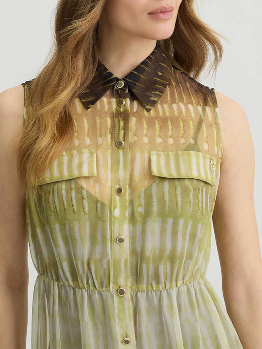 Rochii De Vară Pentru Femei Maxi Rochie-Cămașă Cu Volane Alb, Khaki