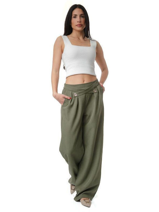 Khaki Trousers with Gold Decorations