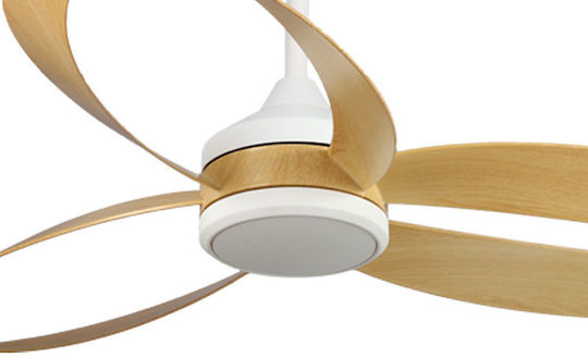 Primo Prcf-80653 Ventilator de Tavan 132.08cm cu Lumină Maro / Alb