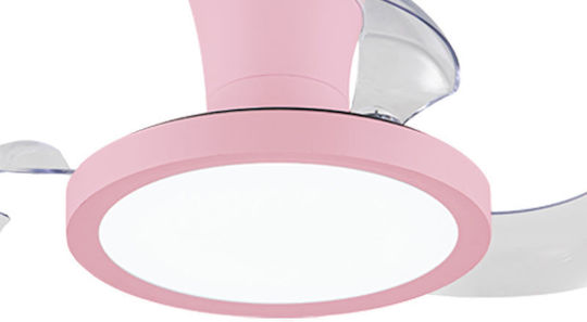 Primo Prcf-80684 Ανεμιστήρας Οροφής 66.04cm με Φως Διάφανος / Ροζ