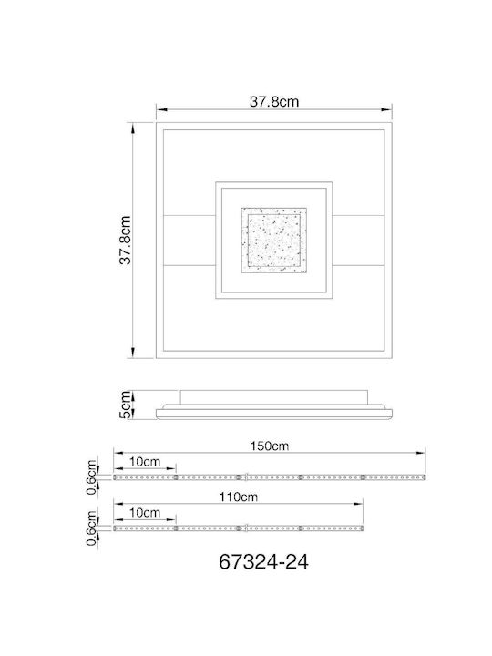 Globo Lighting Πλαφονιέρα Οροφής Μαύρη με Ενσωματωμένο LED