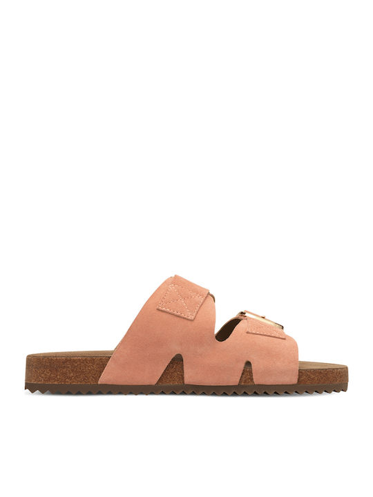 Leather Women's Flat Sandals Anatomic in Orange Color