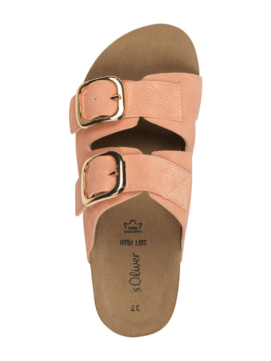 Leather Women's Flat Sandals Anatomic in Orange Color