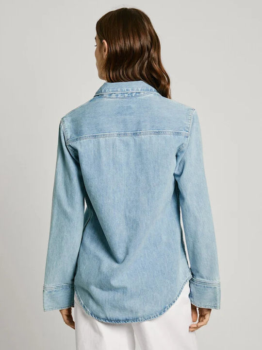 Belle Stud Μακρυμάνικο Γυναικείο Τζιν Πουκάμισο Denim