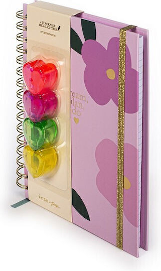 Tri-Coastal Design Posh+pop Flowers Caiet Cu Cauciuc
