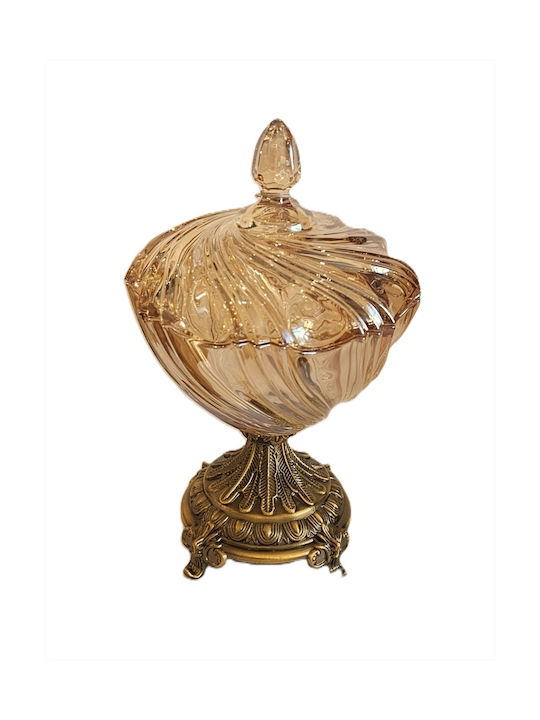 La Belle Maison Vintage Φοντανιέρα Γυάλινη με Καπάκι και Πόδι 18x18x30cm Χρυσή La Belle Maison Vintage Φοντανιέρα Γυάλινη με Καπάκι και Πόδι 18x18x30cm Χρυσή