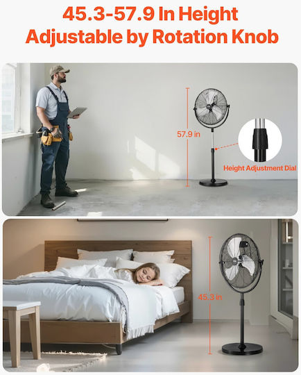 Vevor GYLSFS18INCH5M9B4V2 Industrieller Standventilator mit einem Durchmesser von 45.72cm