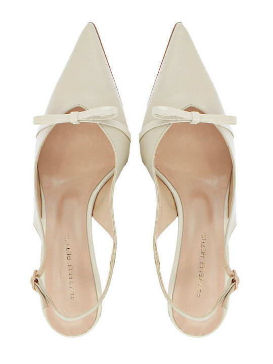 Leather Heels with Medium Heel Beige