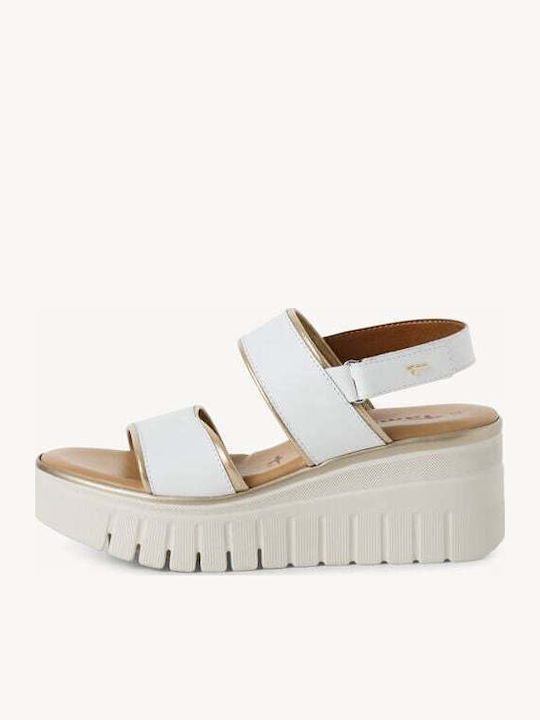 Women's Leather Platform Shoes White