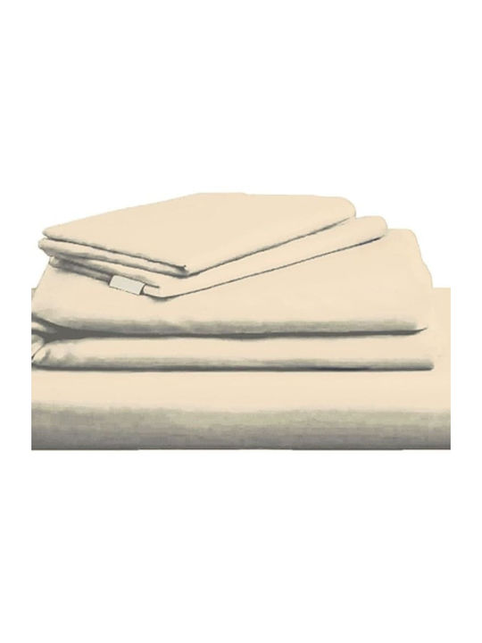 Ariete Lux Σετ Σεντόνια King Size με Λάστιχο 240x270εκ. Ροδακινί/εκρού (4τμχ)