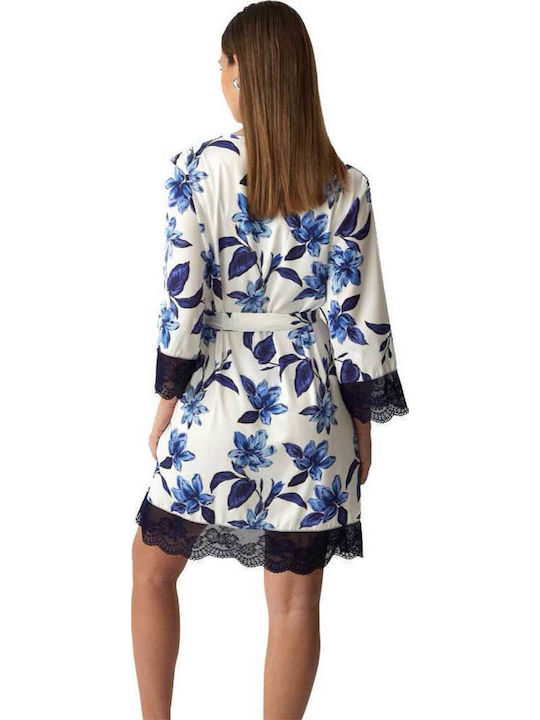 Promise Summer Women's Robe White With Blue