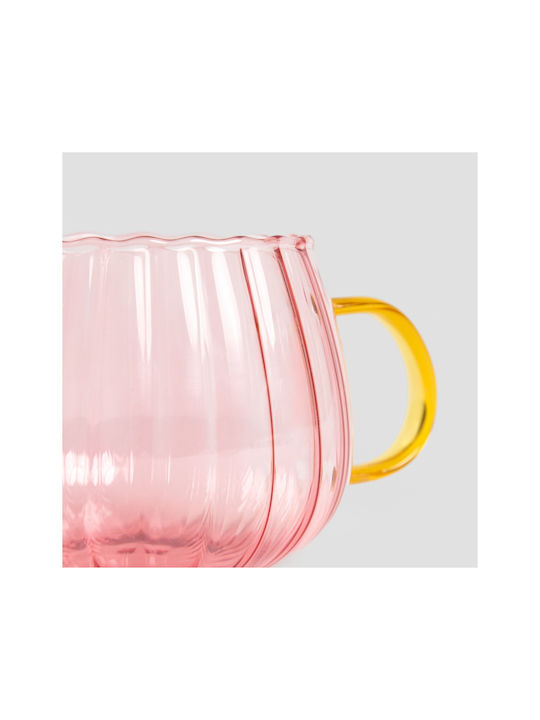 Homla Pahar Cafea / Cafea grecească Freddo din Sticlă în Culoarea Roz 400ml