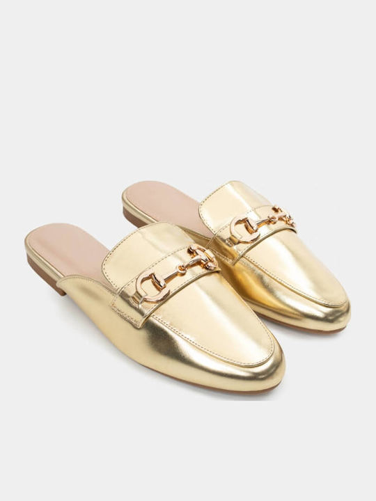Mules with Heel in Gold Color