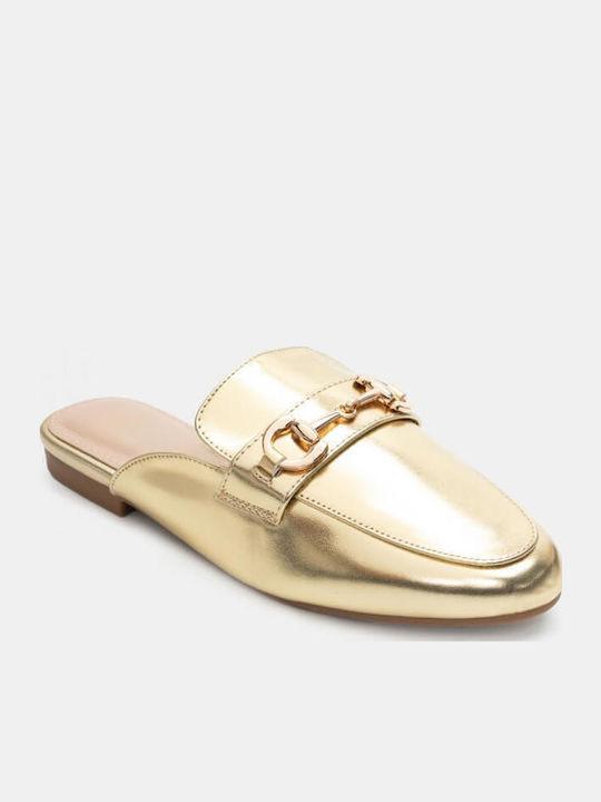 Mules with Heel in Gold Color