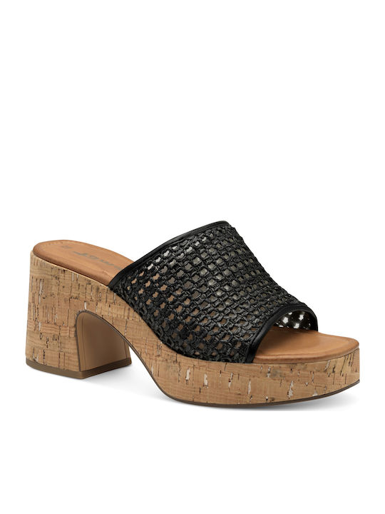 Mules with Chunky High Heel in Black Color