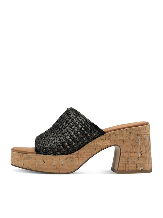 Mules with Chunky High Heel in Black Color