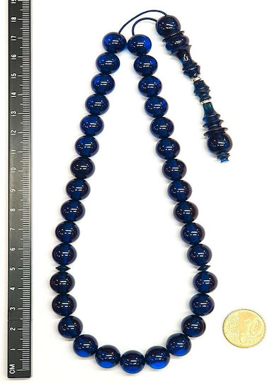Roloi Komboloi Mastic Worry Beads with 33 Beads Blue 30cm