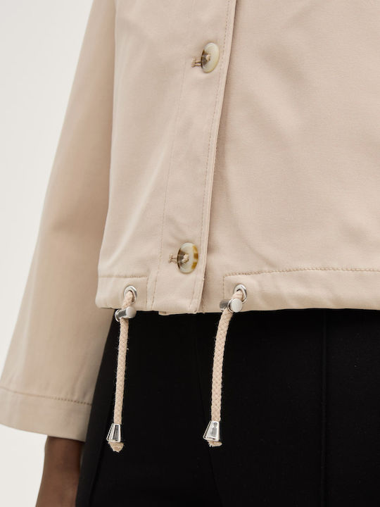Women's Short Lifestyle Jacket for Winter Beige