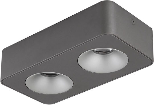 Globo Lighting Διπλό LED Θερμό Λευκό Σποτ σε Γκρι Χρώμα