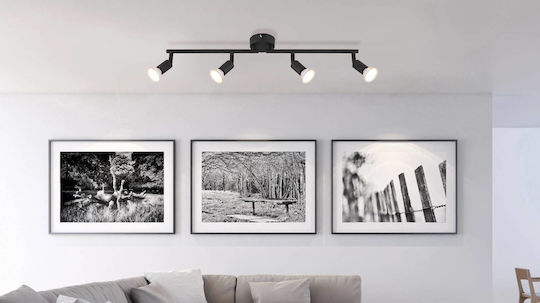 Globo Lighting Matrix Σποτ με 4 Φώτα και με Ντουί GU10 σε Μαύρο Χρώμα