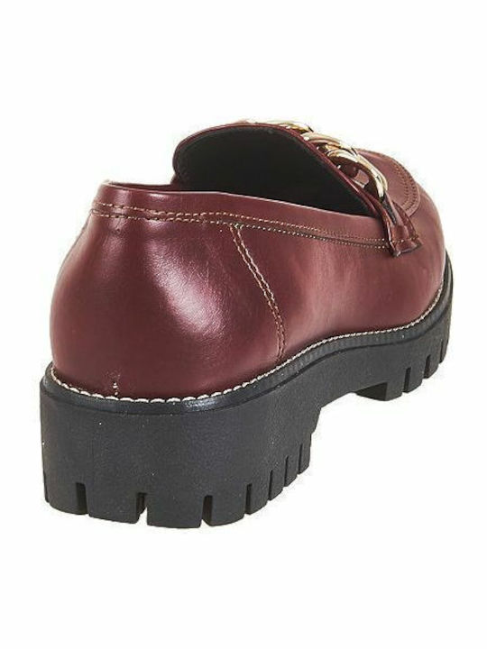 Δερμάτινα Γυναικεία Loafers σε Μπορντό Χρώμα