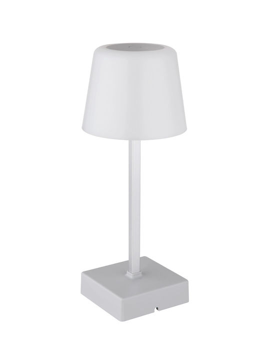 Globo Lighting Table Lamp LED with White Shade and Silver Base