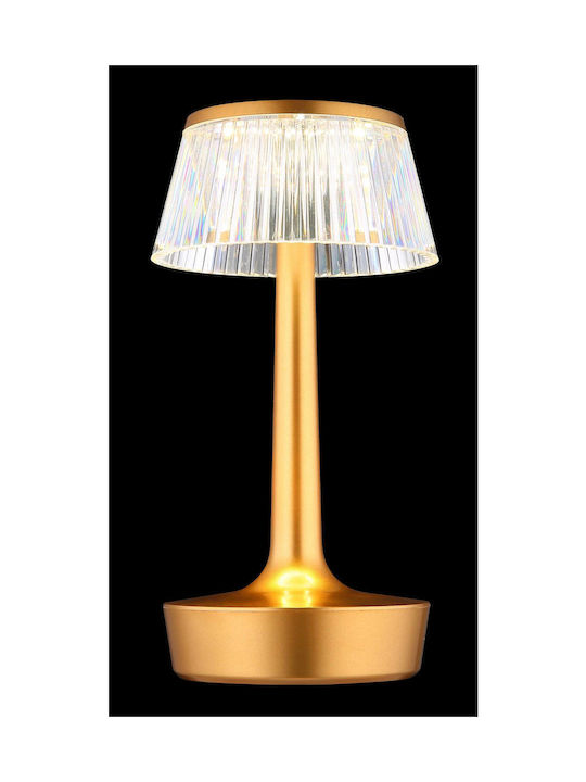 Globo Lighting Tischlampe LED mit Transparent Schirm und Gold Basis