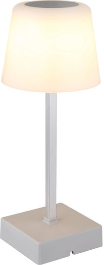 Globo Lighting Πλαστικό Πορτατίφ LED με Λευκό Καπέλο και Ασημί Βάση