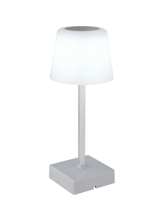 Globo Lighting Table Lamp LED with White Shade and Silver Base