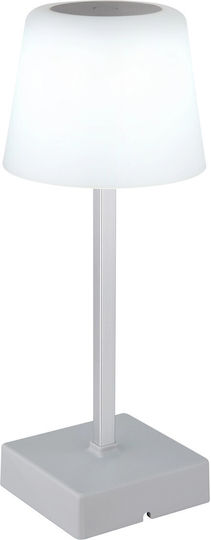 Globo Lighting Πλαστικό Πορτατίφ LED με Λευκό Καπέλο και Ασημί Βάση