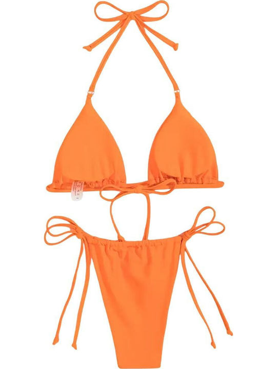 Bikini Brazil με Κορδονάκια Πορτοκαλί