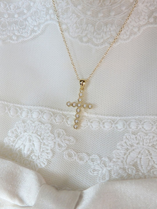 Art d or Damen Gold Kreuz 14K mit Kette