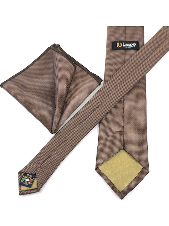 Legend Accessories Σετ Ανδρικής Γραβάτας Μονόχρωμη σε Καφέ Χρώμα
