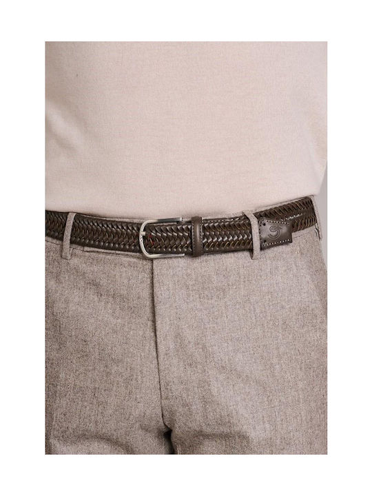Elastisch Herren Gürtel Leder Gestrickt Gray