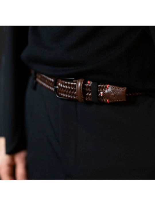 Elastisch Herren Gürtel Leder Gestrickt Braun
