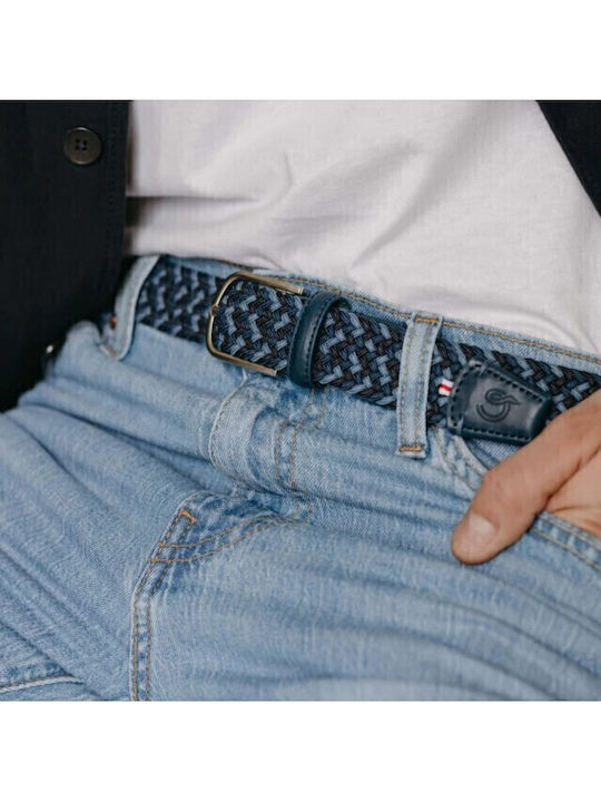 Elastic Men's Belt Knitted Blue