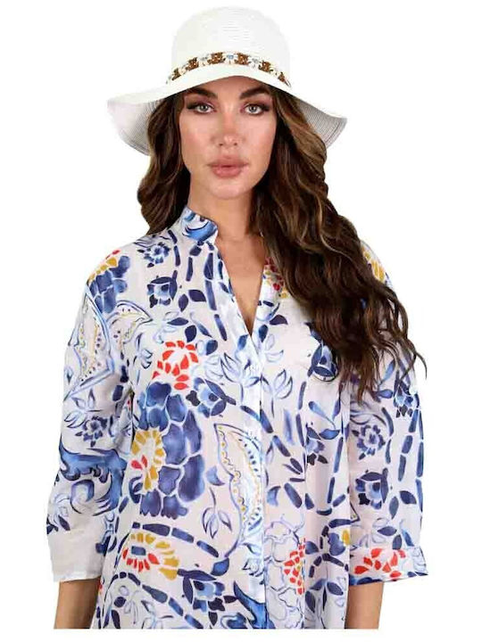 Aquablue Frauen Rattangeflecht Hut Weiß
