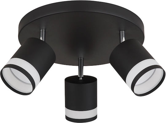 Globo Lighting Τριπλό LED Θερμό Λευκό Σποτ σε Μαύρο Χρώμα
