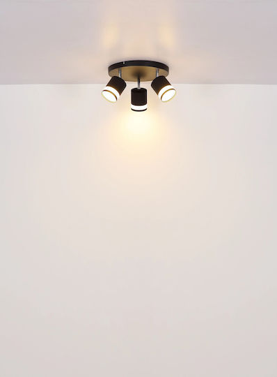 Globo Lighting Τριπλό LED Θερμό Λευκό Σποτ σε Μαύρο Χρώμα